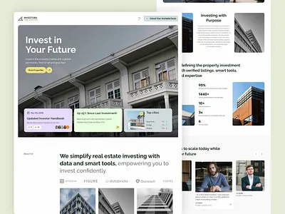 INVESTORA | Real Estate Investment Landing Page figma design graphic design hero section investment investment website landing page landing page design landing page ui modern ui pixxen property property app property website real estate real estate app real estate app design real estate website ux design website design