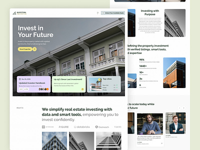 INVESTORA | Real Estate Investment Landing Page figma design graphic design hero section investment investment website landing page landing page design landing page ui modern ui pixxen property property app property website real estate real estate app real estate app design real estate website ux design website design