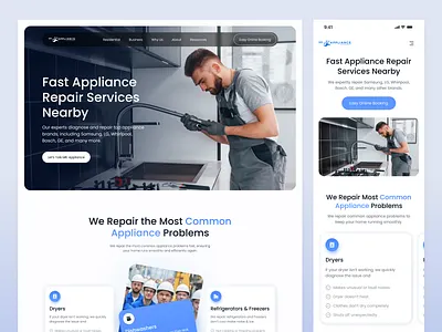 Mr. Appliance - Home & Appliance Repair Website Design appliance repair appliances hero section home appliances home services ui landing page repair booking responsive design service provider service website ui design user interface web design