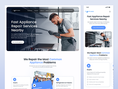 Mr. Appliance - Home & Appliance Repair Website Design appliance repair appliances hero section home appliances home services ui landing page repair booking responsive design service provider service website ui design user interface web design