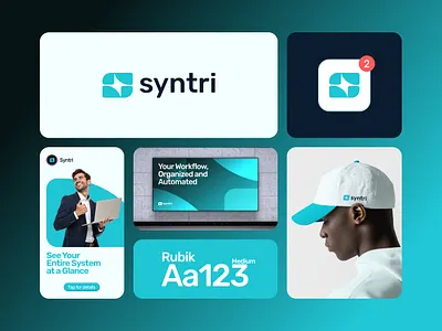 SYNTRI - Logo for a smart workflow tool app logo branding dashboard logo data system logo letter s logo logo designer logotype modern color palette modern symbol saas logo startup app logo workflow logo