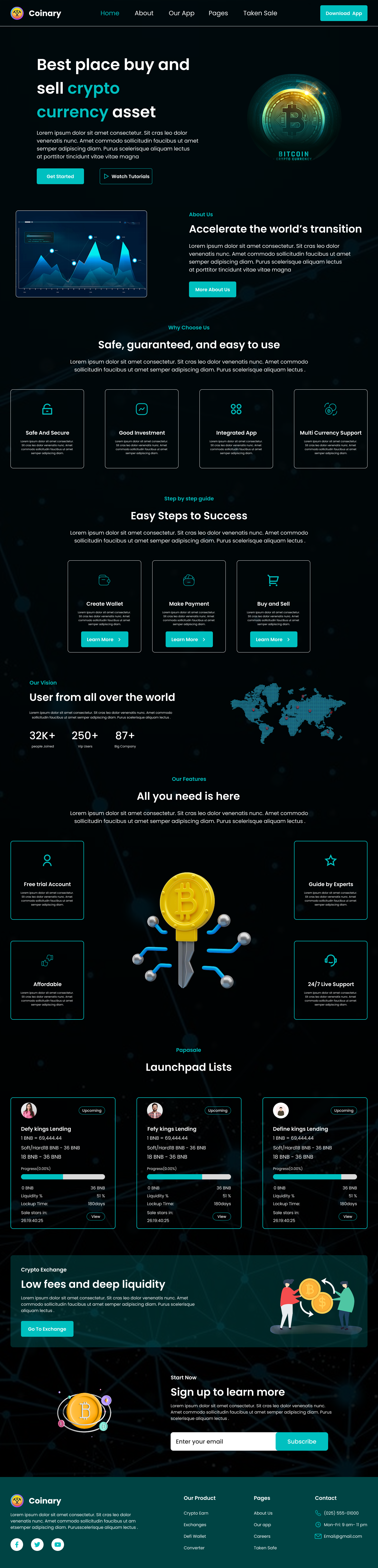 Coinary – Futuristic Crypto Landing Page clean ui crypto landing page crypto ui crypto website cryptocurrency figma finance design graphic design landing page modern ui photoshop ui design ui ux web design