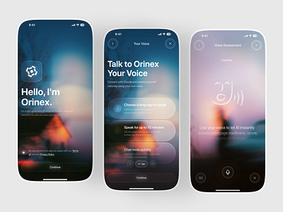 AI Meets Journaling – Orinex App ai ai chatbot ai interface ai voice app app design app ui app ux chatbot journaling meets journaling minimal mobile mobile app ui voice assistant