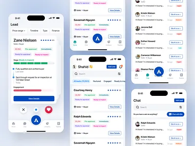 AgentAmp - Mobile Design for a Real Estate CRM App ai agent chat ui design crm lead management app lead tracking mobile app ui concept mobile ui product design property property app proptech design real estate real estate agent dashboard real estate app ui real estate mobile ui crm realtor app ui design ux design ux flow wavespace