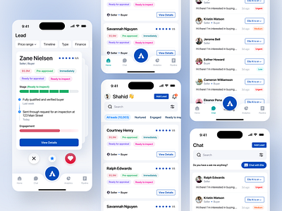 AgentAmp - Mobile Design for a Real Estate CRM App ai agent chat ui design crm lead management app lead tracking mobile app ui concept mobile ui product design property property app proptech design real estate real estate agent dashboard real estate app ui real estate mobile ui crm realtor app ui design ux design ux flow wavespace