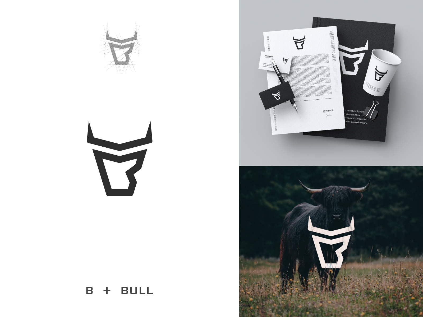 Letter B with Bull logo concept.. animal horn animal logo branding bull logo creative bull logo flat logo horn logo horn with letter b letter b branding letter b logo letter b with bull logo logo design ox logo