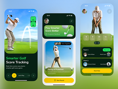 AI Powered Golf Scoring Mobile App ai golf app ai powered app ai sports tracker app design golf app redesign golf mobile design golf scoring ui golf tracker app golf ux design golfer companion mobile app mobile app design mobile app ui sports app sports app design sports tracking app