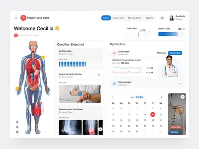 Health & Care Home Dashboard dashboard design yow health app health monitoring dashboard health tracker healthcare healthcare app healthcare dashboard healthcare website healthtech medical app medical care medical dashboard design medical platform medical website medicine dashboard online healthcare patient dashboard saas saas dashboard