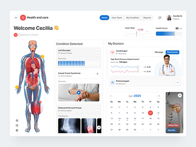 Health & Care Home Dashboard dashboard design yow health app health monitoring dashboard health tracker healthcare healthcare app healthcare dashboard healthcare website healthtech medical app medical care medical dashboard design medical platform medical website medicine dashboard online healthcare patient dashboard saas saas dashboard