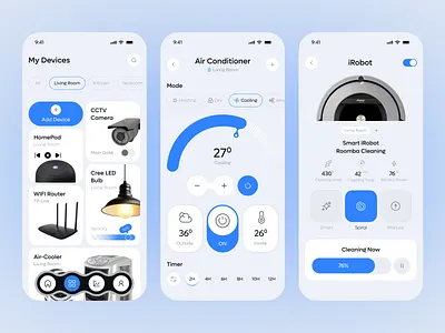Smart Home Mobile App – Control Everything, Effortlessly ac app design automation system clean ui controller device control drawer home automation home management home security ui iot app mobile ui modern ui smart control smart dashboard smart home app smart home interface smart living temperature ui ux design