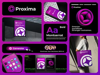 Proxima logo And Branding Design ai branding creative portfolio futuristic logo geometric design logo design minimal logo modern identity tech brand visual identity