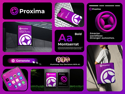 Proxima logo And Branding Design ai branding creative portfolio futuristic logo geometric design logo design minimal logo modern identity tech brand visual identity