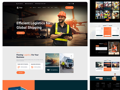 Transport and logistics ui website adventure design business cargo container courier delivery design distribution homepage industrial landing logistic shipment shipping transport ui uiux uiux design warehouse web