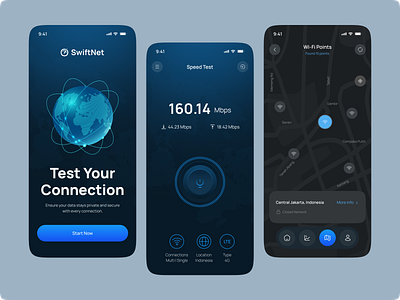 Internet Speed Test Mobile App android app design dark ui datausage design download historycheck internets ios mobile app mobile design speed speedcheck speedmeter speedtest test trending ui upload ux design