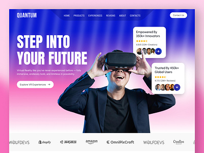 Futuristic Tech & VR Website UI/UX Design design futuristic landing page modern design radiyal shop store design ui ui design uiux ux design virtual reality vr website web web design web ui design website design