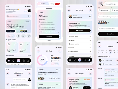 AI Idea Management Mobile app UI/UX ai agent ai idea generate ai powerd app appconcept artificial intelligence cleanui design veli designinspiration idea management app ideaflowapp minimaldesign mobileappdesign productivityapp projectmanagementapp smart idea management task taskmanagement tasktracker tracker app user interface