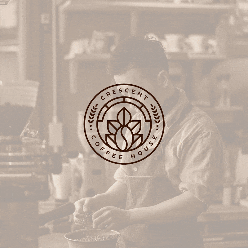 Crescent Coffee House Circular Emblem Design brand identity branding coffee design design logo flat graphic design icon illustration logo logo design logos logotype minimal minimalist modern ui unique unique logo