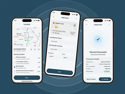 Ride Easy – Car Rental App UI app design booking app car app car rental app checkout ui clean ui dailyui design inspiration digital product figma design interface design minimal design mobile app mobile app design mobile ui modern ui payment ui ui design ux design ux ui