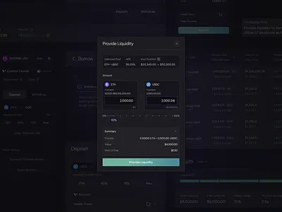 Vertex - Provide Liquidity app crypto cryptocurrency dapp defi dexs financialinclusion fintech liquidity liquiditypools liquidityproviders modal pools trade ux uxdesign web3