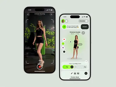 AI Fitness App — Scan Yourself, Train Your Twin 📱🤳⚡️ ai animation avatar bodytracking concept dashboard fitness fitnessapp gamification health healthcare mobile mobileapp motiongraphics productdesign scanner ui ux 🤩