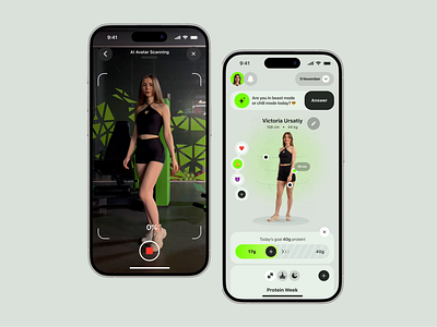 AI Fitness App — Scan Yourself, Train Your Twin 📱🤳⚡️ ai animation avatar bodytracking concept dashboard fitness fitnessapp gamification health healthcare mobile mobileapp motiongraphics productdesign scanner ui ux 🤩