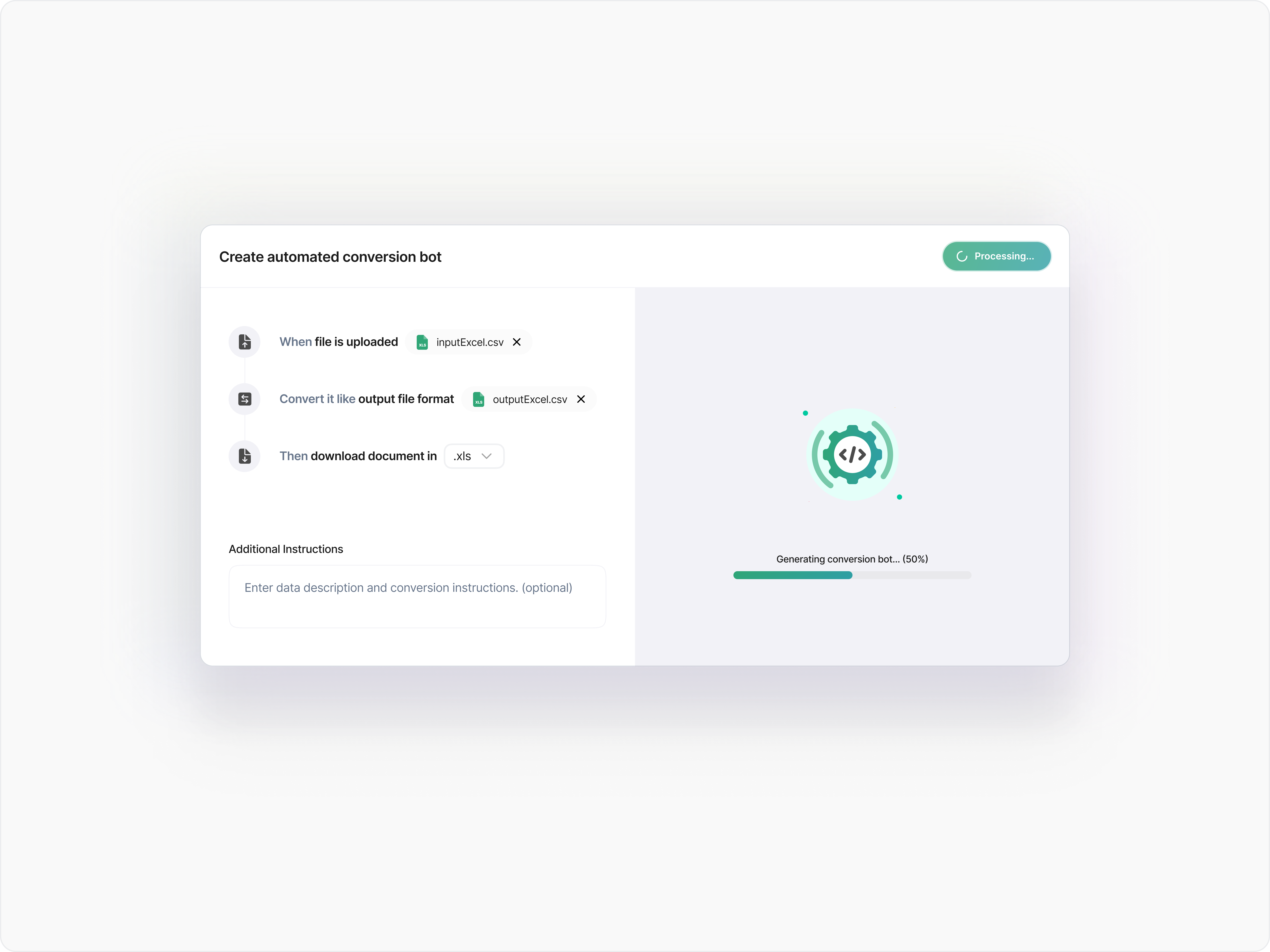 Geared.ai ai design csv conversion dashboard ui data tool excel automation product design productivity tools ux ui design web app design workflow automation