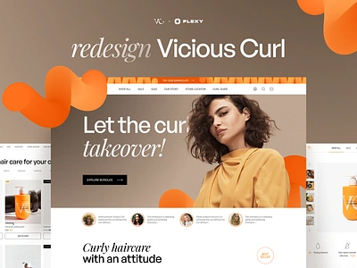 Redesign - Vicious Curl app design cosmetics curls design ecommerce interfacedesign logo mobile design orange organic ui ux uiux uiuxdesign