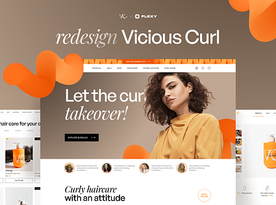 Redesign - Vicious Curl app design cosmetics curls design ecommerce interfacedesign logo mobile design orange organic ui ux uiux uiuxdesign
