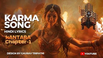 KARMA SONG KANTARA thumbnail 3d best design bhakti canva design design 2025 gaurav tripathi graphic design kantara karma motion graphics thumbnail youtube youtube thumbnail yt