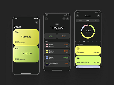 Wallet App app cards design expenses income ios mobile statistics transactions ui ux wallet
