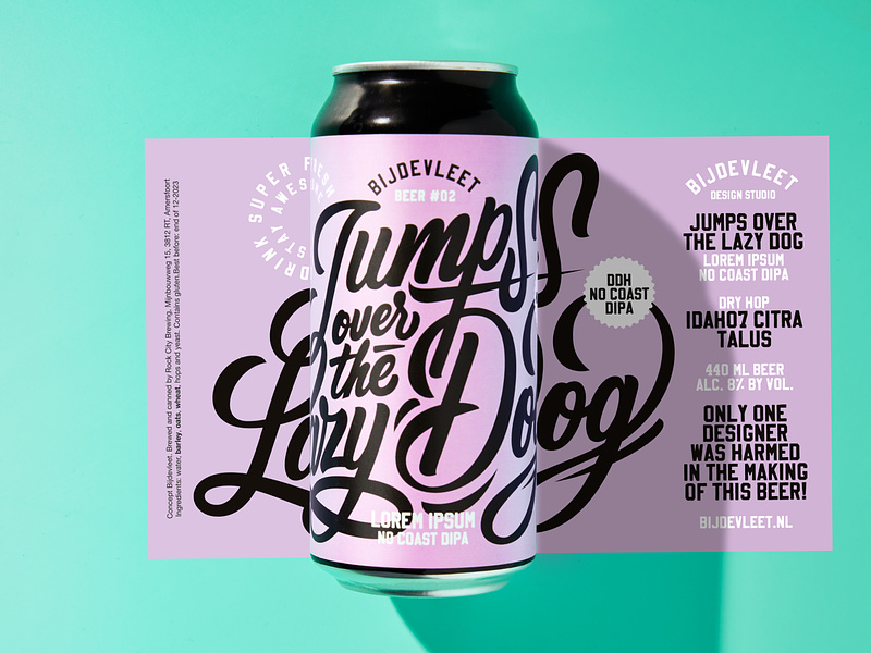 Jumps Over The Lazy Dog - Lorem Ipsum No Coast DIPA beer design handlettering logodesign packaging packagingdesign script typography