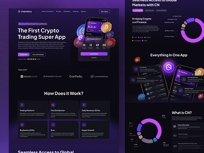 ChaintNova - Crypto & Web3 Landing Page bitcoin blockchaint crypto crypto exchange crypto market cryptocurrency dark design fintech fintech analytics home page landingpage market saas startup token ui uiux web design web3