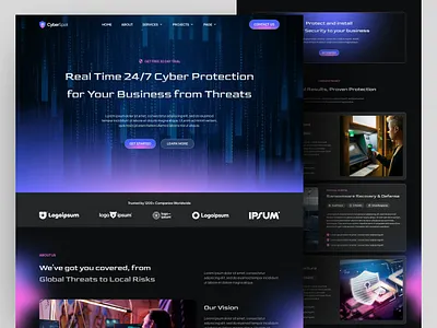 CyberSpot - Cyber Security Services Landing Page business cloud service cyber security cyber service dark theme design elementor futuristic landing page technology techsolutions template ui design uiux website wordpress