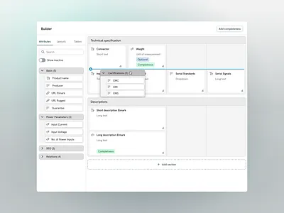 Builder for custom templates app application builder client custom template data design design template erp graphic design minimal product properties template builder ui uiux ux