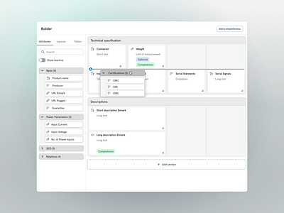 Builder for custom templates app application builder client custom template data design design template erp graphic design minimal product properties template builder ui uiux ux
