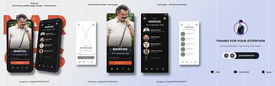 "NARCOS" Streaming Mobile app design + Wireframes app branding mobile stream uidesign