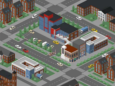 Isometric City - Restaurant 2.5d illustration isometric template vector