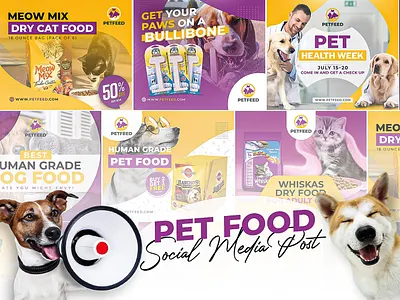 Pet Food Social Media Post l Pet Food Web Banner ad ads advertising banner branding cat food media paw pet pet food pet food banner pet food social media post post social social media post ui