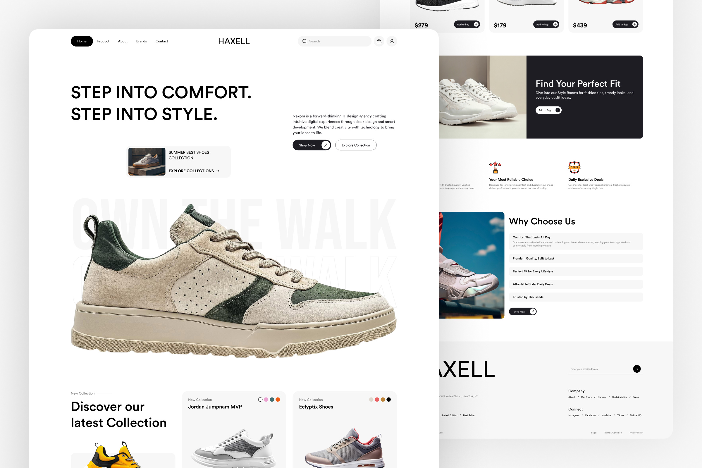 Haxell - Shoes Landing Page UI Design adidas ecommerce footwear home page landing page landing page design marketplace nike nike air online shop shoes landing page shoes store shoes website sneakers ui ui design ux vans web design website design