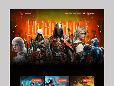 Gaming Website UI creative design dark design dark ui dark website gaming gaming landing page gaming ui gaming ux gaming website homepage landing page ui ui design uiux ux ux design web design web ui website design website ui