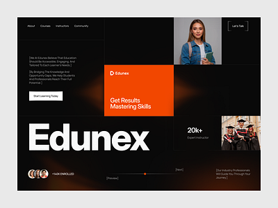 Edunex - Education Website Hero Section Design creative website e learning website edtech edtech website edtech website design education landing page education website hero section learning platform learning website lms dashboard modern website online education product design student platform web design