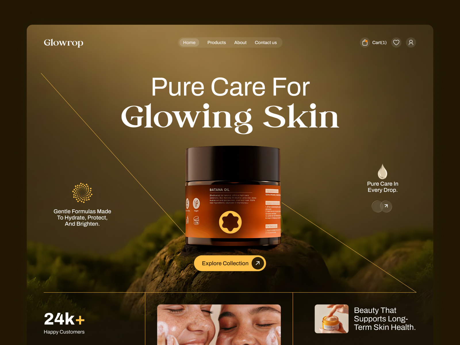 Glowrop - A Bright New eCommerce Concept ecommerce ecommerce branding ecommerce hero section ecommerce landing page ecommerce shop ui ecommerce website header hero section mobile ui modern hero section product ecommerce shopify skin care ecommerce skin glow ecommerce techwitpro trendy web hero section web ui webflow development website design wordpress development