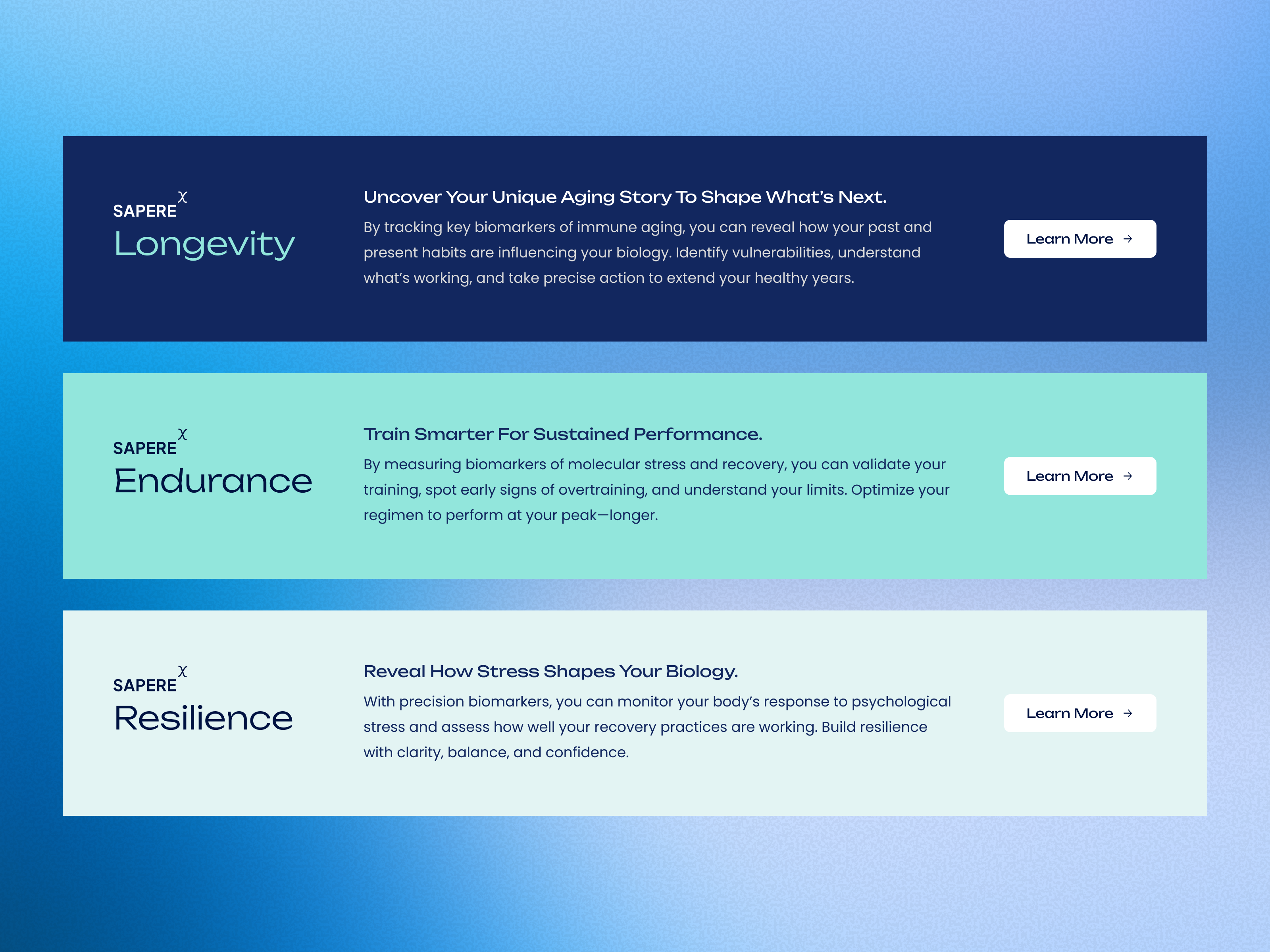 Example of Sapere Bio - Web Landing Page