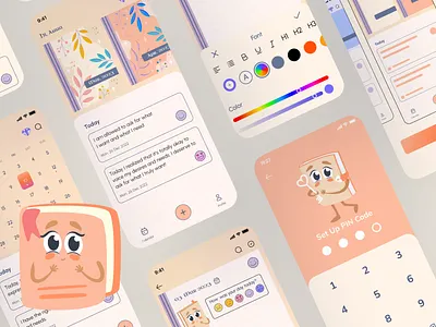 Mobile App Design UI UX Design Gamified Gamified Diary Note App asol design diary app figma gamification growth design illustration iosapp journaling app mascot mental health app mobile app design mobile ui mood tracker app note app onboarding productivity app self care app strategy design uiuxdesign wellness app