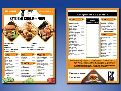Catering Booking Form branding graphic design illustration photoshop