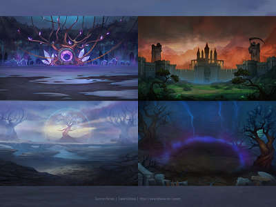 Summon Heroes | Game Art 2d app art artist background concept dark design environment game illustration indie ui ux