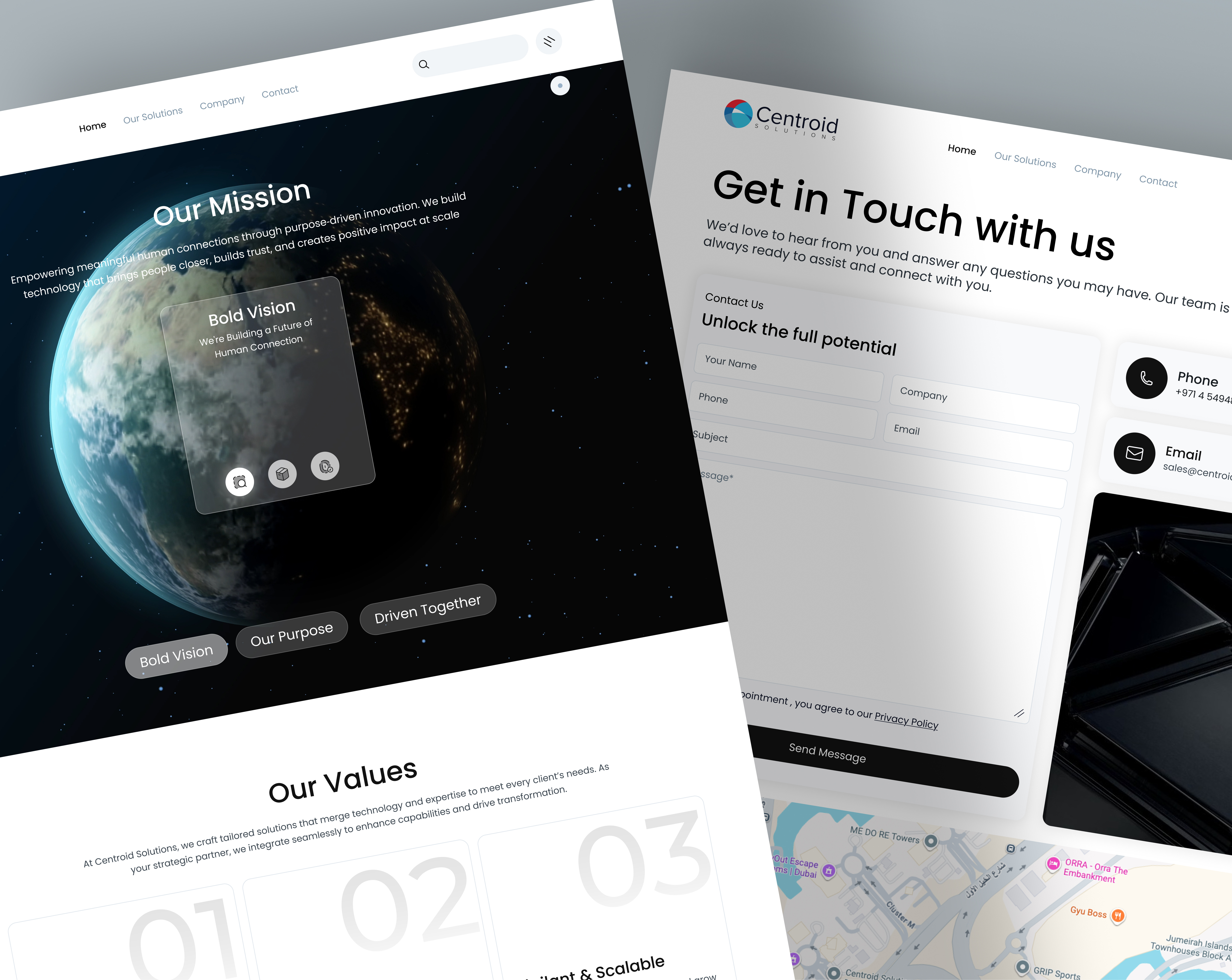 Centroid Mission & Contact Page — Clean UI, Soft Glow, Modern businesswebsite contactpagedesign corporateui cryptotrading financialdashboard fintechdesign fintechui investmentplatform minimalinterface missionpage poppinsfont propfirm proptrading stocktrading techdesign tradesmart tradingplatformui uidesign uxdesign