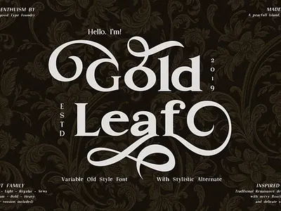 Gold Leaf branding decorative retro display display font font serif gold leaf letter press logo font news letter old school font sans serif stylish stylish casual typeface typeface logo variable font victorian vintage
