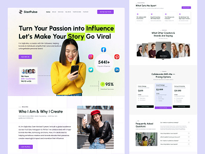 Influencer Landing Page Design business clean creator landing page influencer influencer landing page landing page minimal design modern website personal brand website portfolio design product design saas social media social media influencer ui design ux design web design website website design