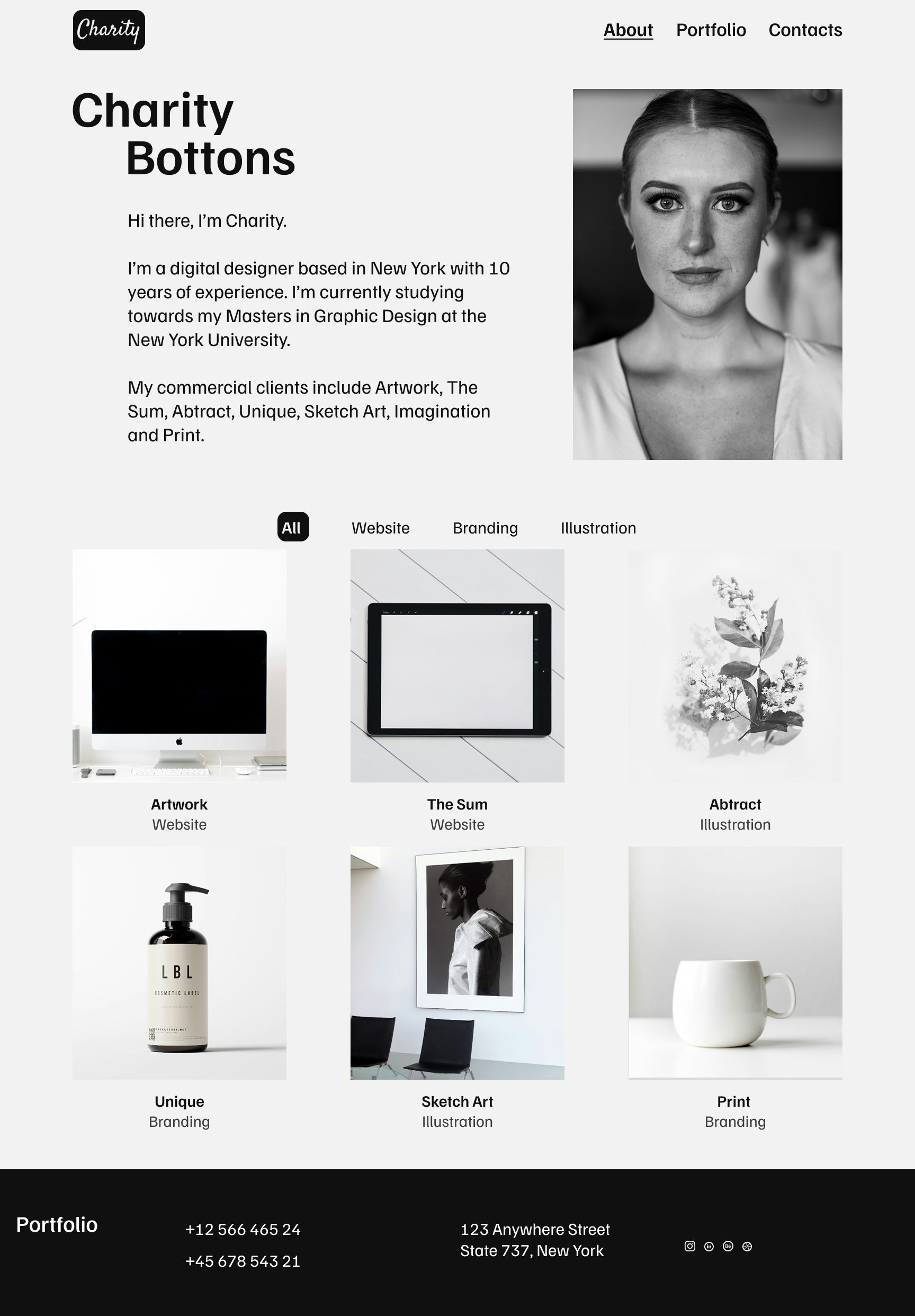 Website Portfolio for Digital Designer blackwhite design digitaldesigner graphic design homepage portfolio ui website